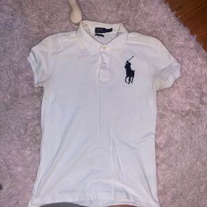White ralph lauren polo with big logo (navy blue)